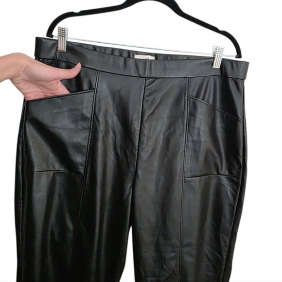 H by Halston Vegan Leather Black Cropped Ankle Pants XL - Picture 6 of 16